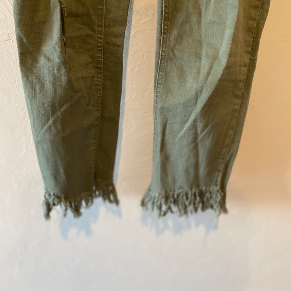 Free People Olive Green ankle crop fringe jeans 28 - Picture 4 of 8